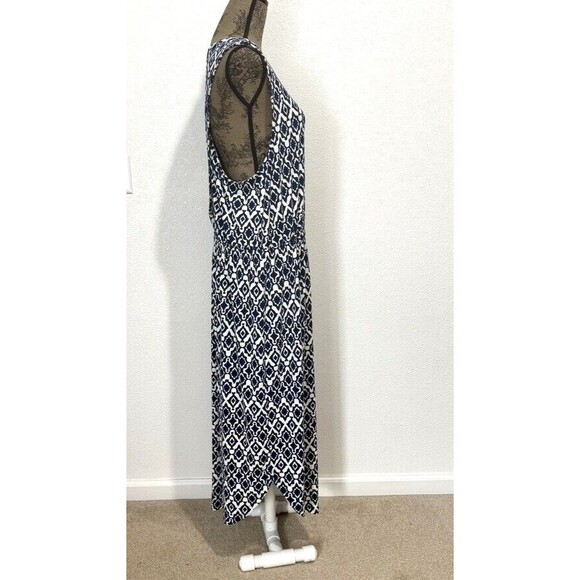 Banana Republic Blue & White Sleeveless Maxi CrissCross Back Dress Size XL READ - Picture 7 of 14